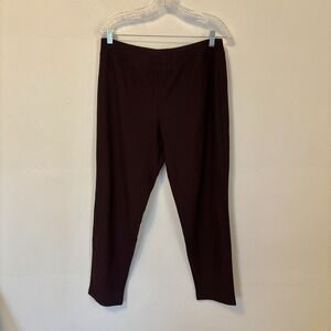 Eileen Fisher Stretch Crepe Pants Medium Knit Pull On Burgundy High Rise